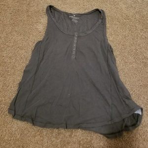 Button Up Distressed Tank Top